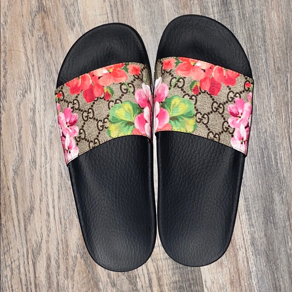 GG Blooms Supreme floral slide sandal